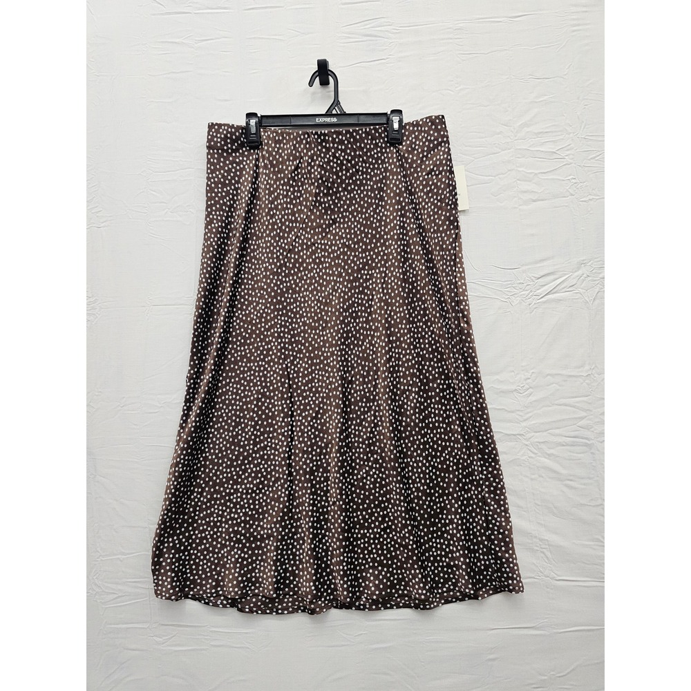 A New Day Womens Polka Dot Midi Skirt Brown Satin Casual Size XXL
